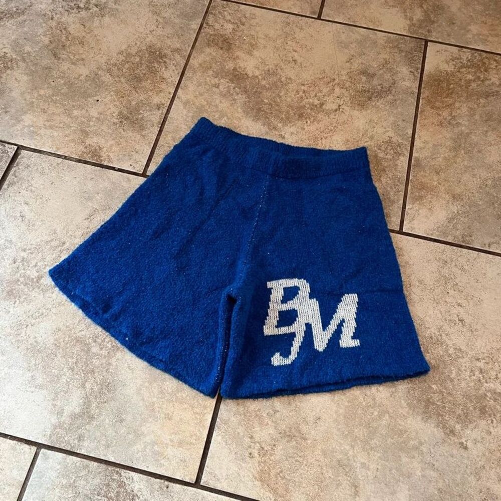 boohooMAN Boxy Fit Fluffy Boucle BM Knitted Shorts Cobalt Blue